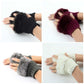 Fancy Winter Wool Gloves for Women Girls Knitting Wool gloves l Keep Warm Short Mitten Fingerless Lady Girl Half Finger Gloves Rabbit Lady hand Gloves